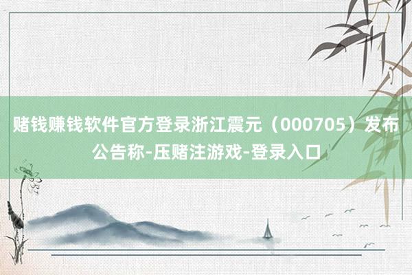 赌钱赚钱软件官方登录浙江震元（000705）发布公告称-压赌注游戏-登录入口